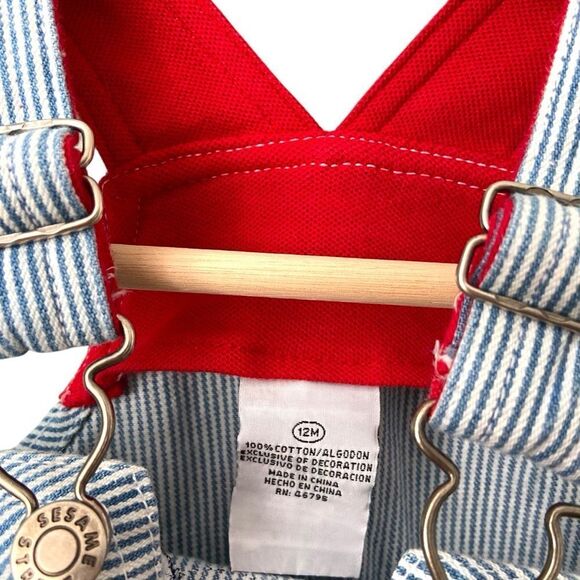 Vintage Sesame Street Striped Baby Overalls in Size 12 Months - Picture 8 of 8
